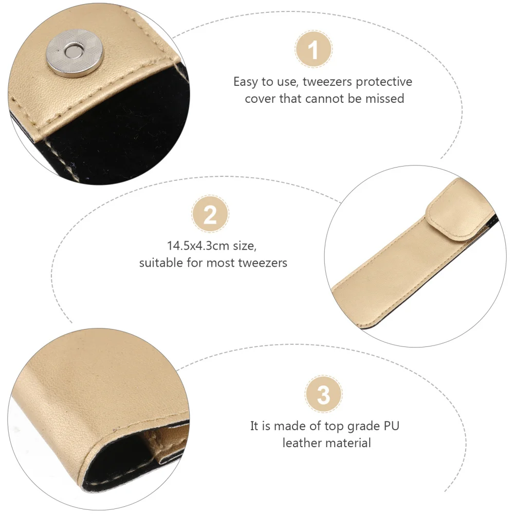 

3PCS Compact Stainless Steel PU Leather Cover Eyelash Protective Case