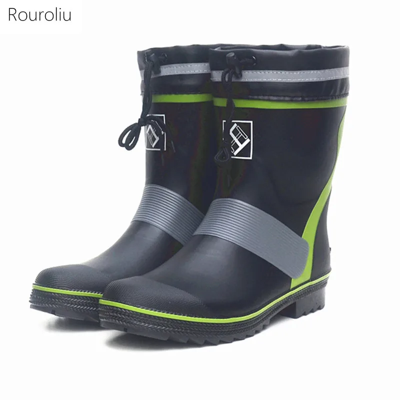 

Men Mid-Calf Rubber Rain Boots New Light Comfortable Fishing Rainboots Autumn Winter Platform Waterproof Water Shoes