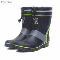 men mid calf rubber rain boots new light comfortable fishing rainboots autumn winter platform waterproof water shoes