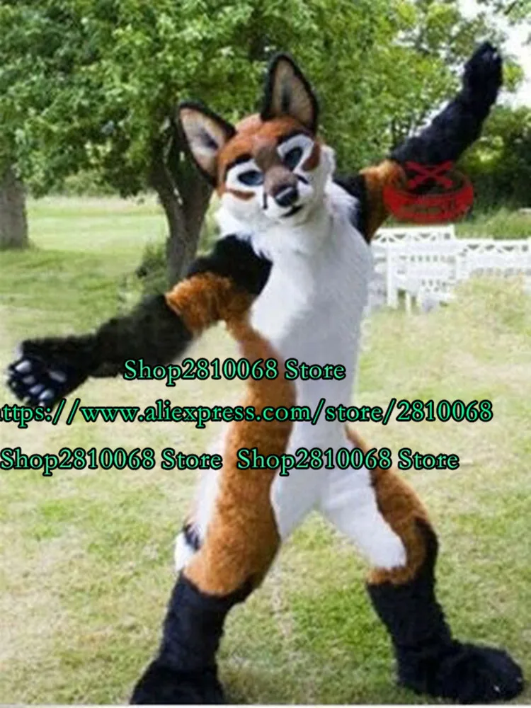 Высококачественный длинный костюм Хаски из коричневого меха костюм-талисман