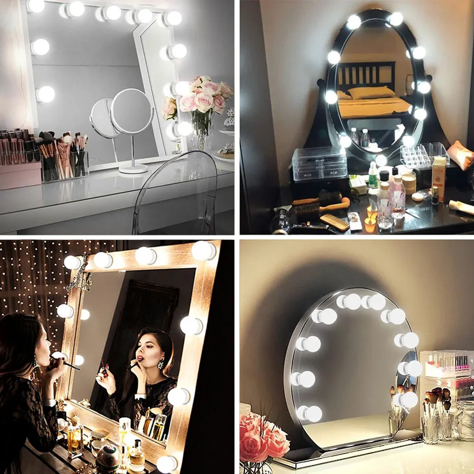 

Светодиодсветильник лампа для зеркала для макияжа, 5 В, сенсорный диммер USB, голливудская настенная лампа для макияжа, 2, 6, 10, 14 светодиодных л...