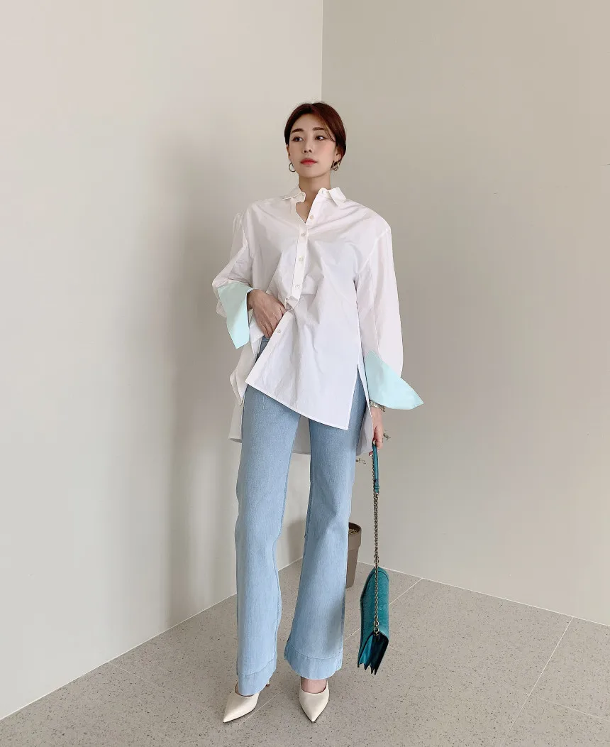 

Vintage Casual Long Sleeve Lapel Tunic Tops Solid Loose Blouse Shirts Celmia 2020 Autumn Pleated Irregular Split Hem Chic Blusas