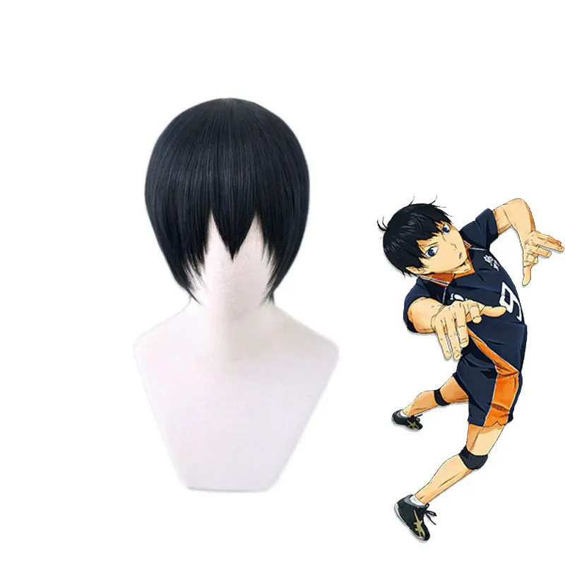 

Haikyuu! Парик для косплея Kageyama Tobio короткий, термостойкие синтетические волосы для мужчин и женщин, Haikiyu Karasuno, черный и синий цвета