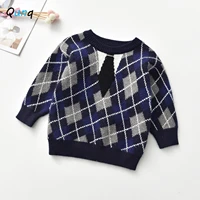 qunq 1 6t toddler kid boy clothes winter spring warm pullover tops long sleeve rhombus children sweater knitted gentleman outfit