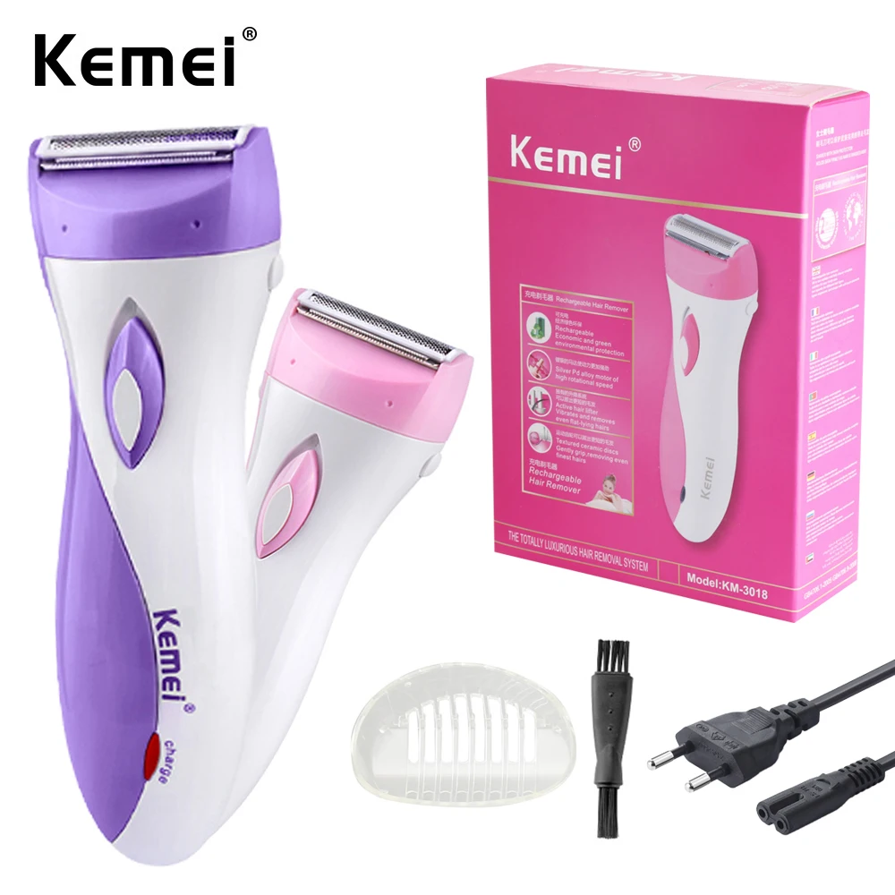 

Kemei Hair Remover Lady Shaver Underarm Hair Trimmer Rechargeable Waterproof Bikini Armpit Razor for Women Cordless Epilator