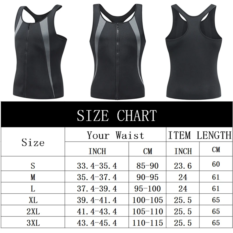 

Vogue Men Fitness Sporting Loss Shaper Men Body Shaping Zipper Tank Top Sportswear Men Slimming Neoprene Training Vest