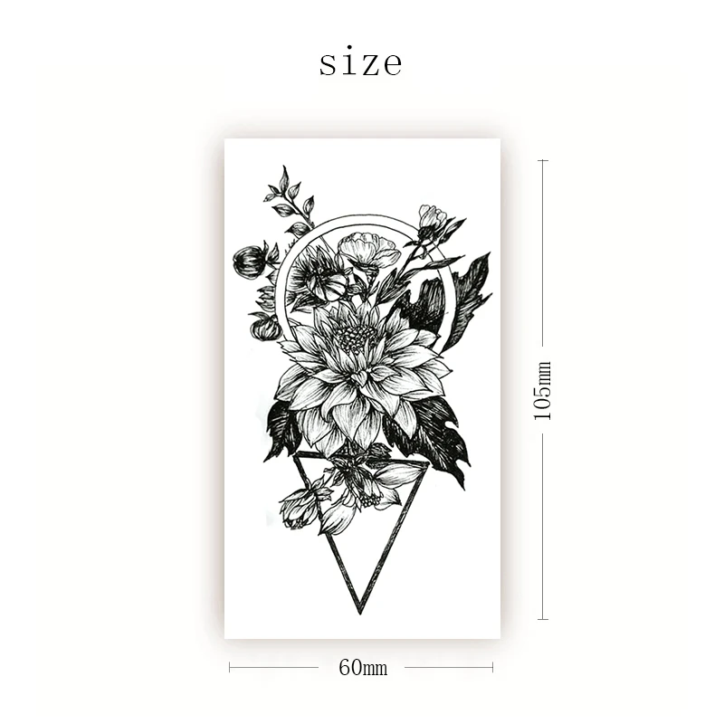 

Geometric Triangle Circle Waterproof Temporary Tattoo Sticker Black Flowers Fake Tattoos Flash Tatoo Arm Neck Body Art for Women