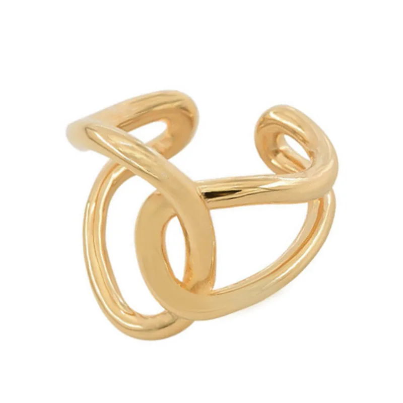 

Punk Vintage Black Gold Silver Color Metal Open Rings for Women Double Layers Adjustable Ring Party Elegant Jewelry Gifts