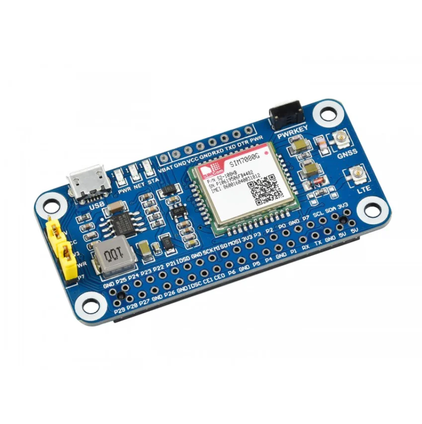 Шляпа Waveshare NB-IoT/Cat-M (eMTC)/GNSS для Raspberry Pi на основе SIM7080G применима по всему миру -