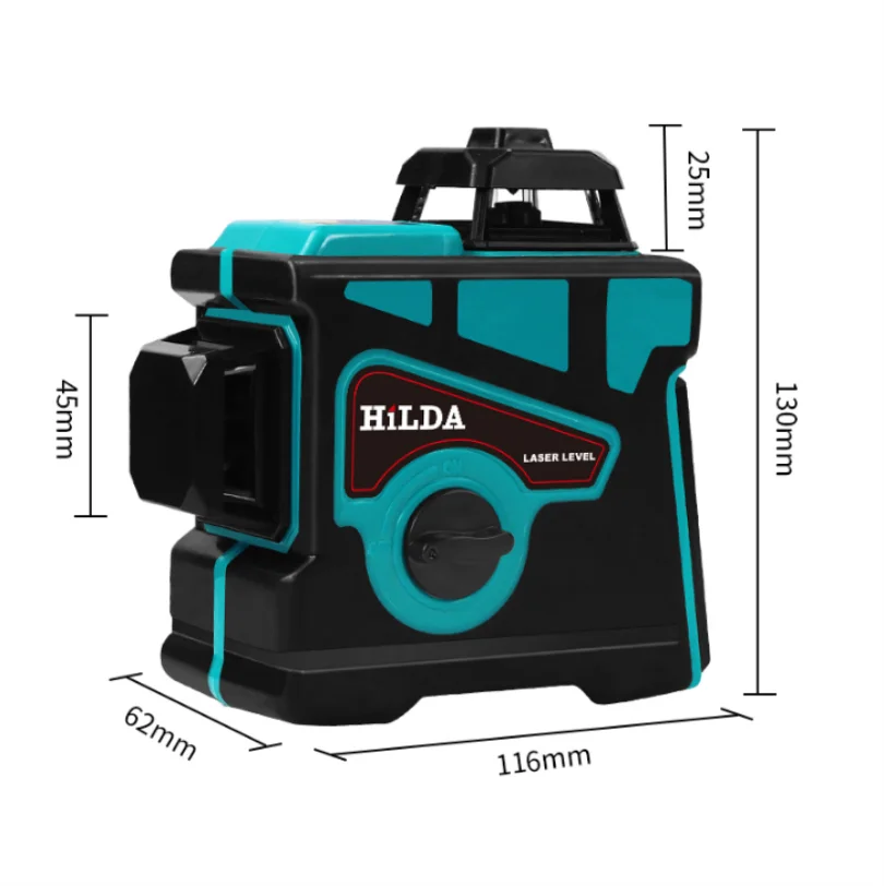 Лазерный уровень с зеленой линией и штативом 12 линий 3D вращение на 360 градусов