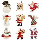 Модные рождественские броши, Санта Клаус, шляпа, колокольчики, носки, снежинка, дерево, металлические стразы, Костюмные булавки, значки, женские новогодние подарки