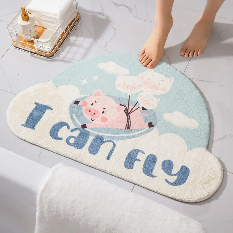 

Cartoon Semi-circle Cloud Bathroom Carpet Absorbent Mat Home Living Room Rug and Carpet Pink Rug Carpets for Bed Room Anime Rug
