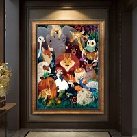 needlework diy cartoon printed canvas cross stitch sets for embroidery animals 11ct full embroidery cross stitching decoration