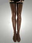 Латексные резиновые высококачественные женские специальные кофейные чулки длинные носки размер XS  XXL
