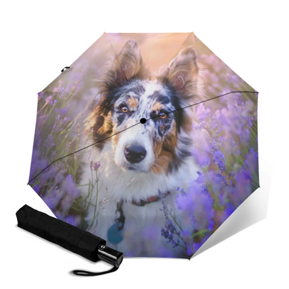 Креативный автоматический зонт от солнца и дождя складной тройной открытый