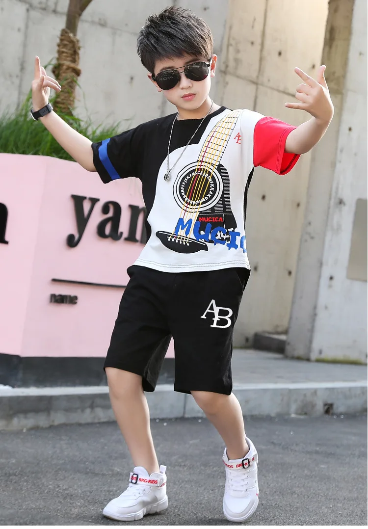 

Boys Girls Casual Sport Suit Clothing Set Hip hop Short Sleeve Harem Shorts Children's Set Boys Clothes 2020 Summer Outfits