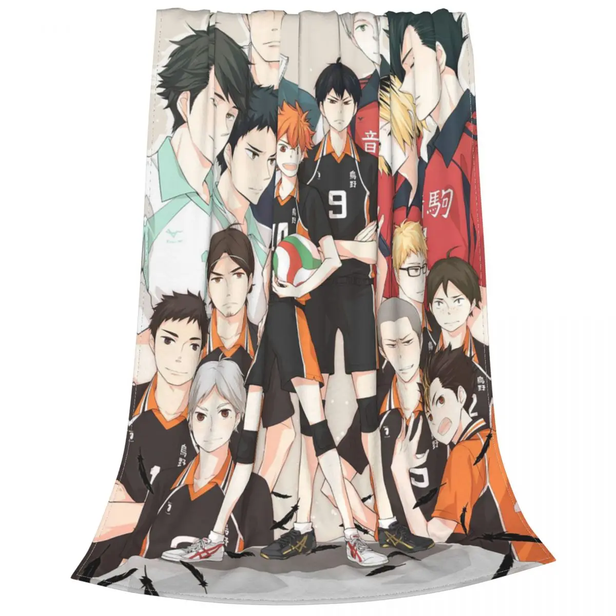 Флисовое одеяло Haikyuu Karasuno Team легкое японское брикет для кровати дивана