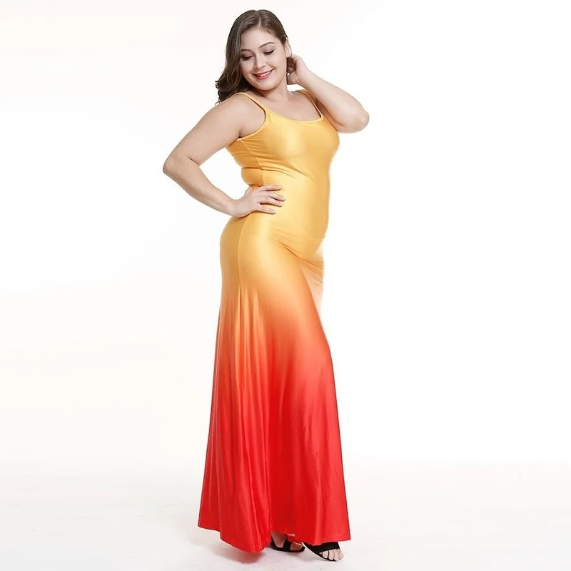 

2021 New Fashion Gradient Drawstring Dress Women's Summer Beach Skirt