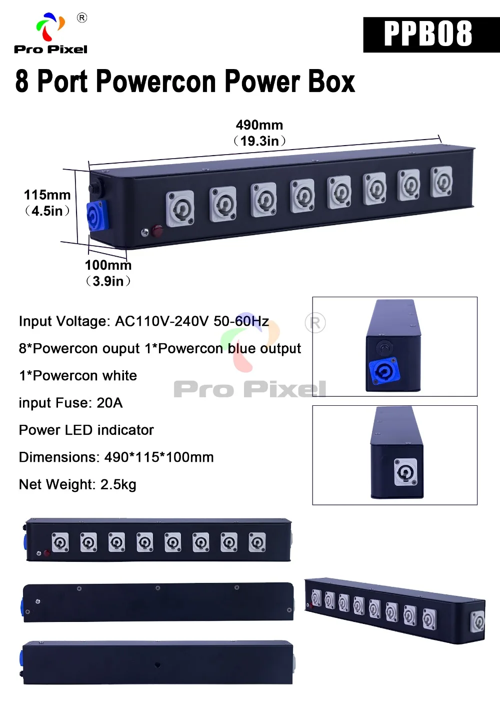 1 шт. 4 порта power con power Box, power con in и power con out для движущейся головки, dj light