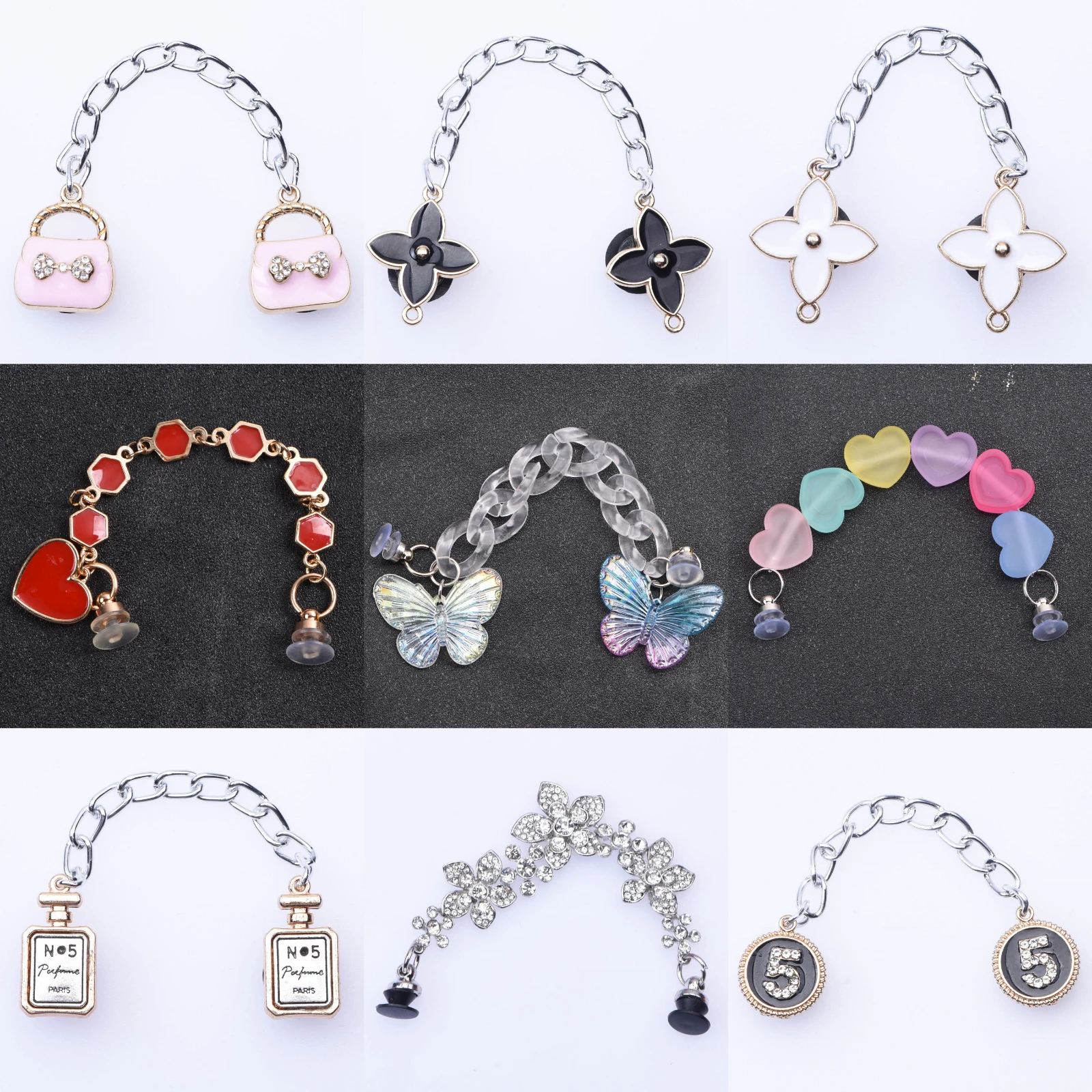 High Quanlity Metal Croc Shoes Chain Charms Light Butterfly Accessories Sugar Bling Flower Pendant Buckle Designer Decoration