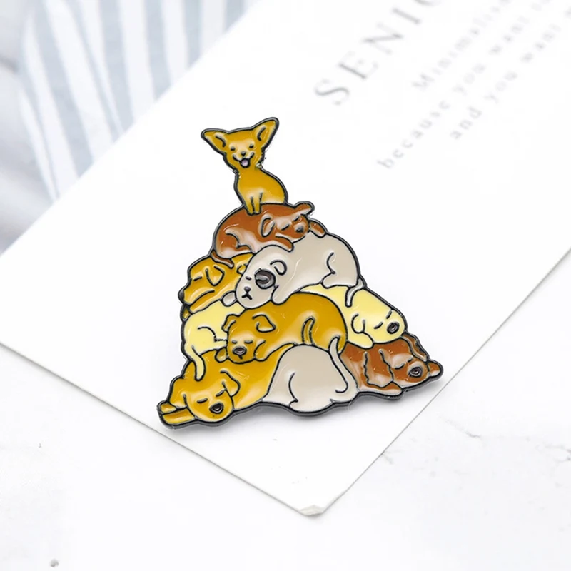 Cartoon Cute Yellow Dog Brooches For Women Creative Animal Badges Enamel Pin Jewelry Denim Jackets Accessories Trinkets | Украшения и