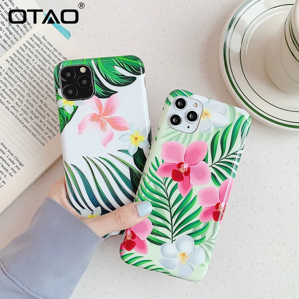OTAO чехол с кольцом-держателем для iPhone 11 Pro Max XS X XR художественный цветами и