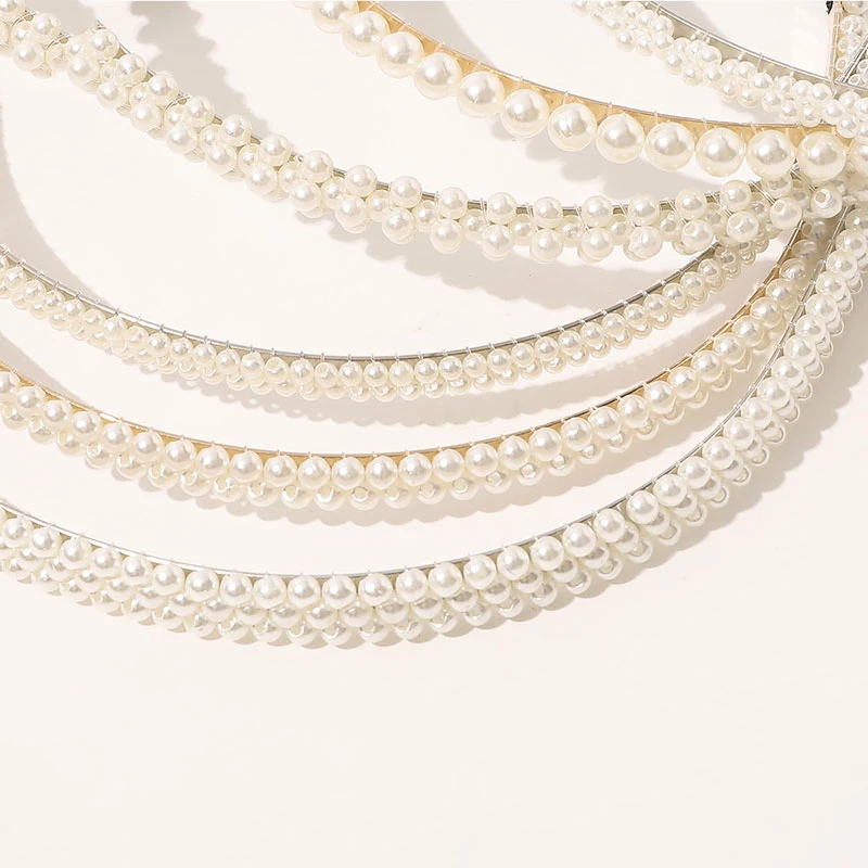 

Gold Metal Hairbands Women Hair Accessories Designer Band Hoops Wedding Pearl Headband Metal Bridal Headwear Bands Clip Sweet
