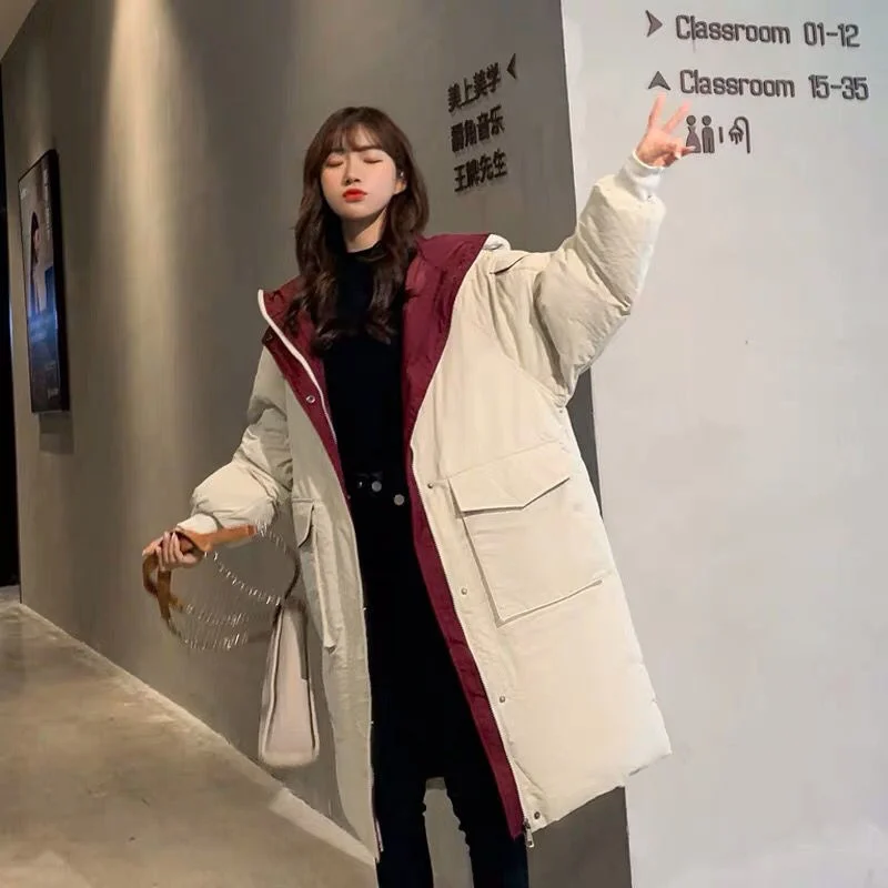 

Парка женская однобортная средней длины, ветрозащитная однотонная верхняя одежда с большими карманами и капюшоном, модная шикарная Свобод...