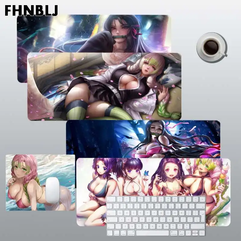

FHNBLJ Sexy Girl Anime Demon Slayer Kimetsu No Yaiba Laptop Gaming Mice Mousepad for L XL game Customized mouse pad for PUBG