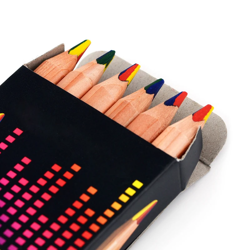 7Pcs Rainbow Jumbo Multicolor Pencil Natural Wood Pens Set Art Drawing Graffiti | Канцтовары для офиса и дома
