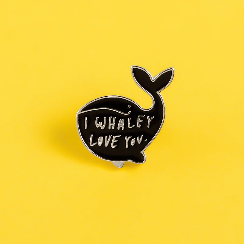 Эмалированные булавки с изображением мультяшного Кита надпись I whaley love you значки