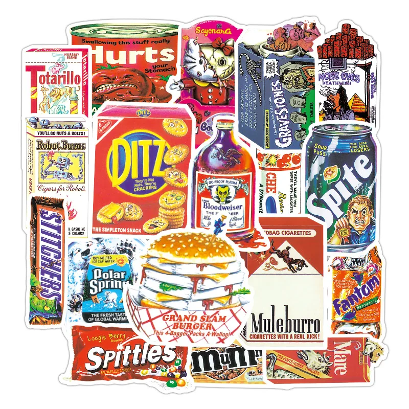 38 шт./упак. пародия Закуски питание наклейки для мотоцикла скейтборд чемодан