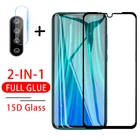2 в 1 15D полный клей для Xiaomi Redmi Note 8 Pro Защитная пленка для экрана камеры закаленное стекло для Redmi 8a 8 Note8