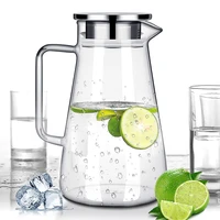 cold water kettle teapot glass pitcher jug water juice tea carafe large bottle with stainless steel lid kitchen accessories