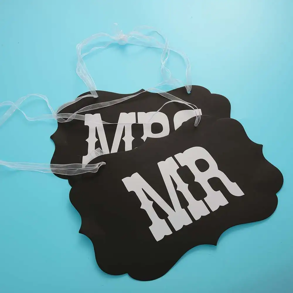 DIY черный Mr Mrs бумажная доска + лента знак фото стенд реквизит свадебные украшения