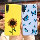 Красивый чехол с синей бабочкой для Samsung A7 2018, мягкие чехлы из ТПУ для Samsung Galaxy A7 2018, A750F, чехлы для телефонов, бампер 6,0 дюйма
