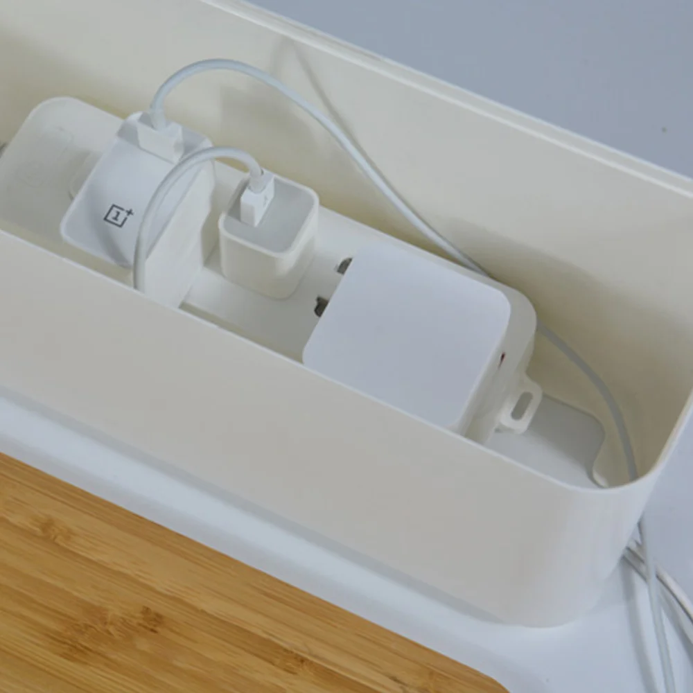 

White Cable Management Box Socket Organizer Cable Storage Case Household Supplies Cord Organizer Power Strip Hider Box w