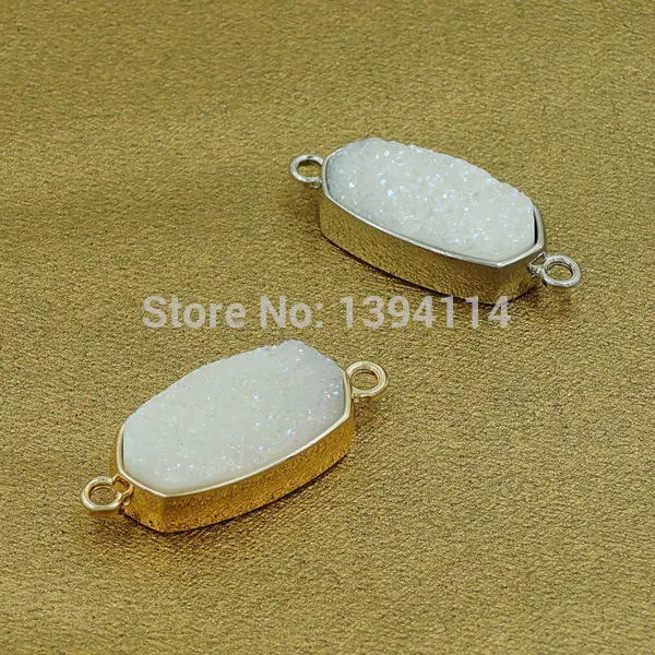 Шестигранный Соединитель с титановым покрытием и агатом 33 х13 мм