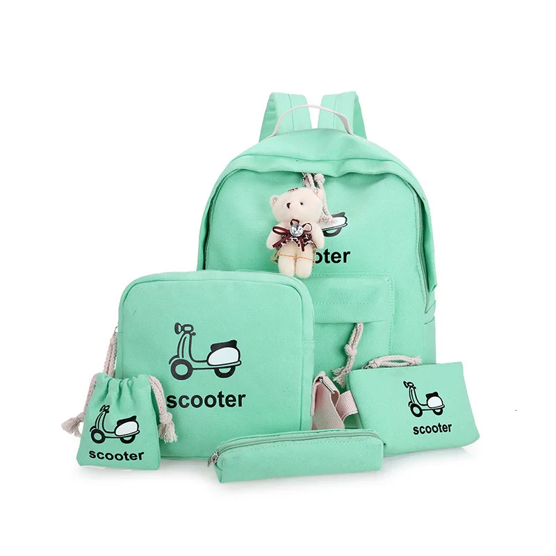 4pcs/set school bags Children cartoon printing schoolbags for girls Sweet lady  backpacks High quality canvas school backpack