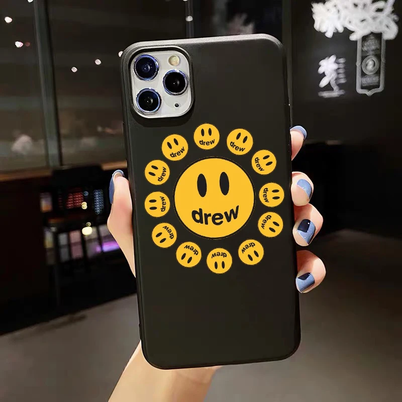 

Fashion Luxury Brand Justin Bieber Drew House TPU Soft black cover for iPhone 12mini 7 8 Plus SE Xs Max 11Pro 12pro Max XR case