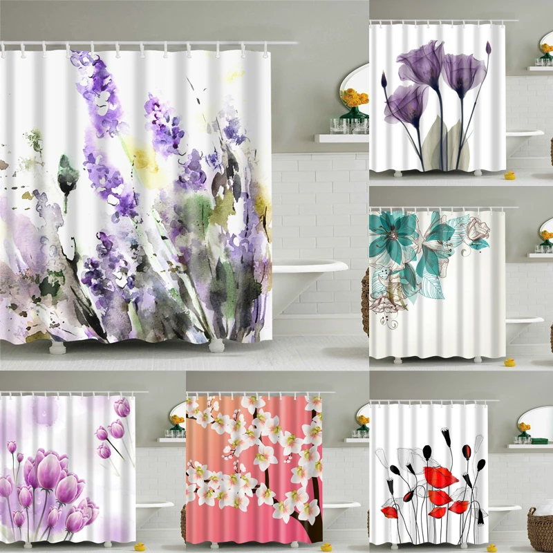 Занавеска для душа с изображением одуванчика и красивых цветов занавеска ванной