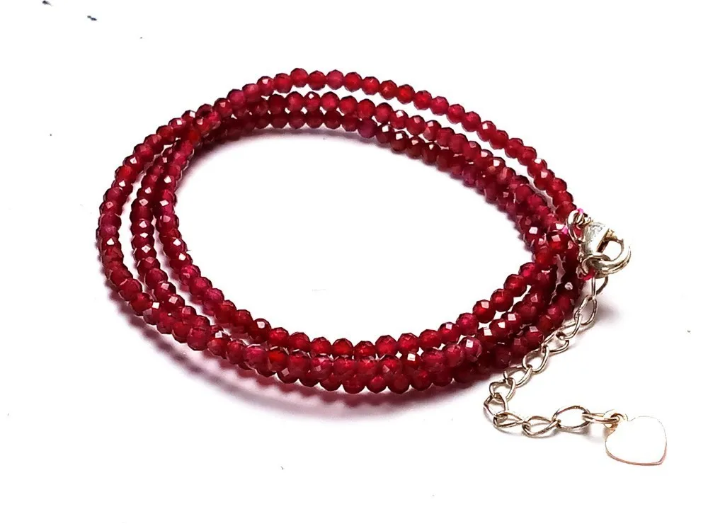

LETSFUN Fine Jewelry 100% Natural Wine Red Cutting Garnet Women Best Gift Beads 925 Sterling Silver Link Chain Bracelet