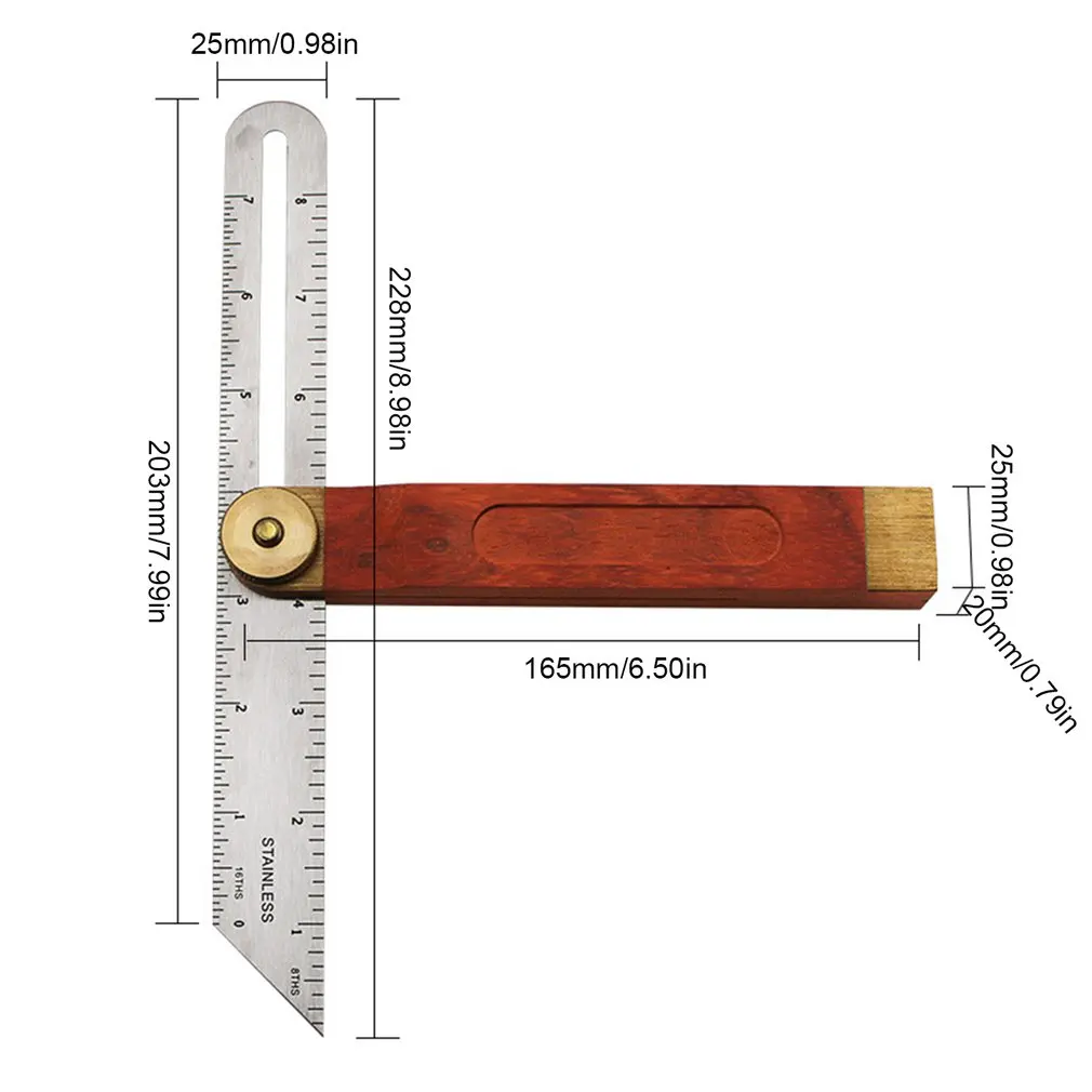 

Angle Rulers Gauges Square Sliding Comfortable T-Bevel With Wooden Handle Level Measuring Tool Wooden Marking Gauge Protractor
