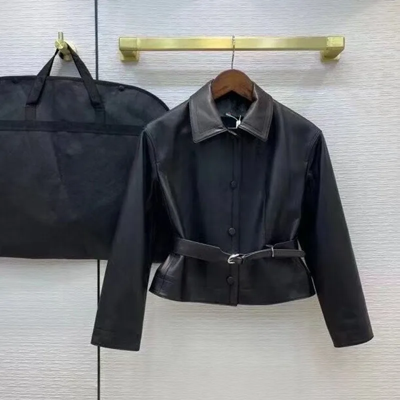 

Woman Coats 100% Genuine Leather 2021 Fashion Natural Sheepskin Leather Coat Female Jackets Soft And High Quality H804