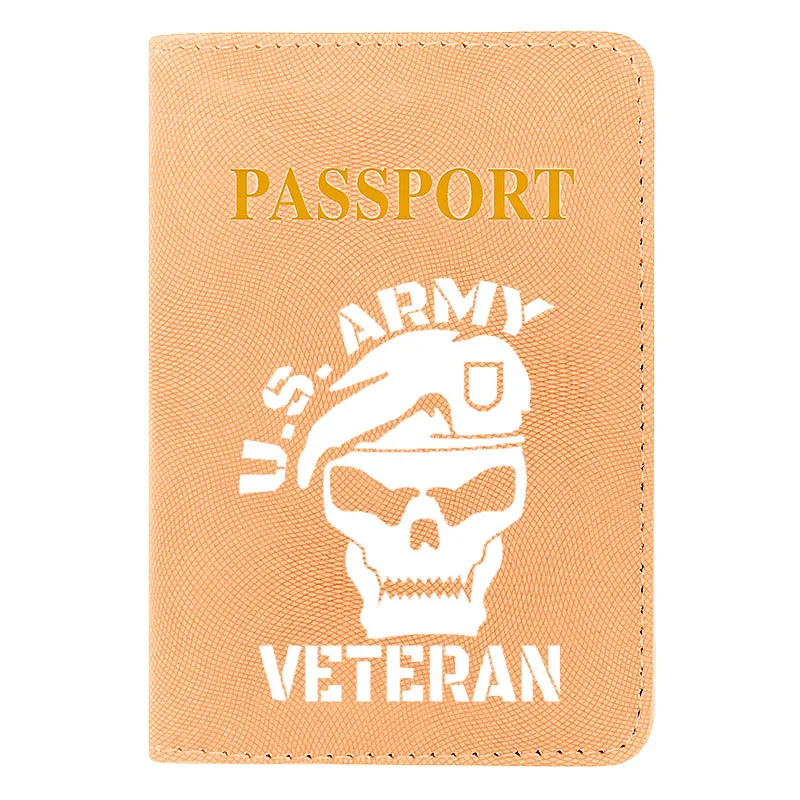 

Personality Men Women Passport Cover Pu Leather Army Veteran Skull Printing Travel ID Credit Card Holder Passport Case Wallet