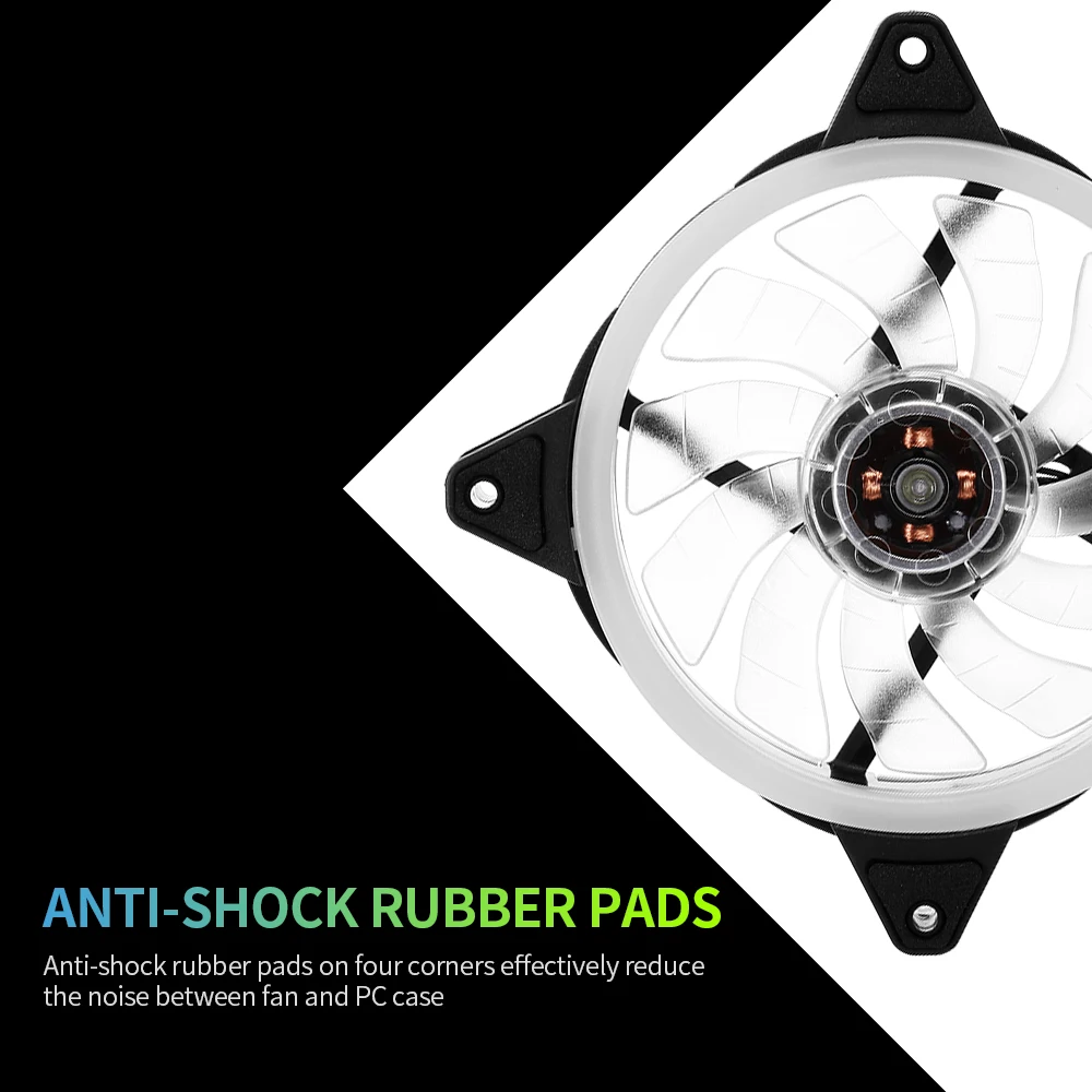 

Computer Radiator RGB Fan 12cm RGB Case Cooling Fan Case Cooler Mute Cooling Fan with Non-adjustable Colorful RGB Light 5 Fan
