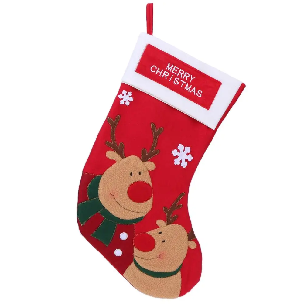 Рождественские чулки в клетку Дед Мороз декоративная сумка для хранения