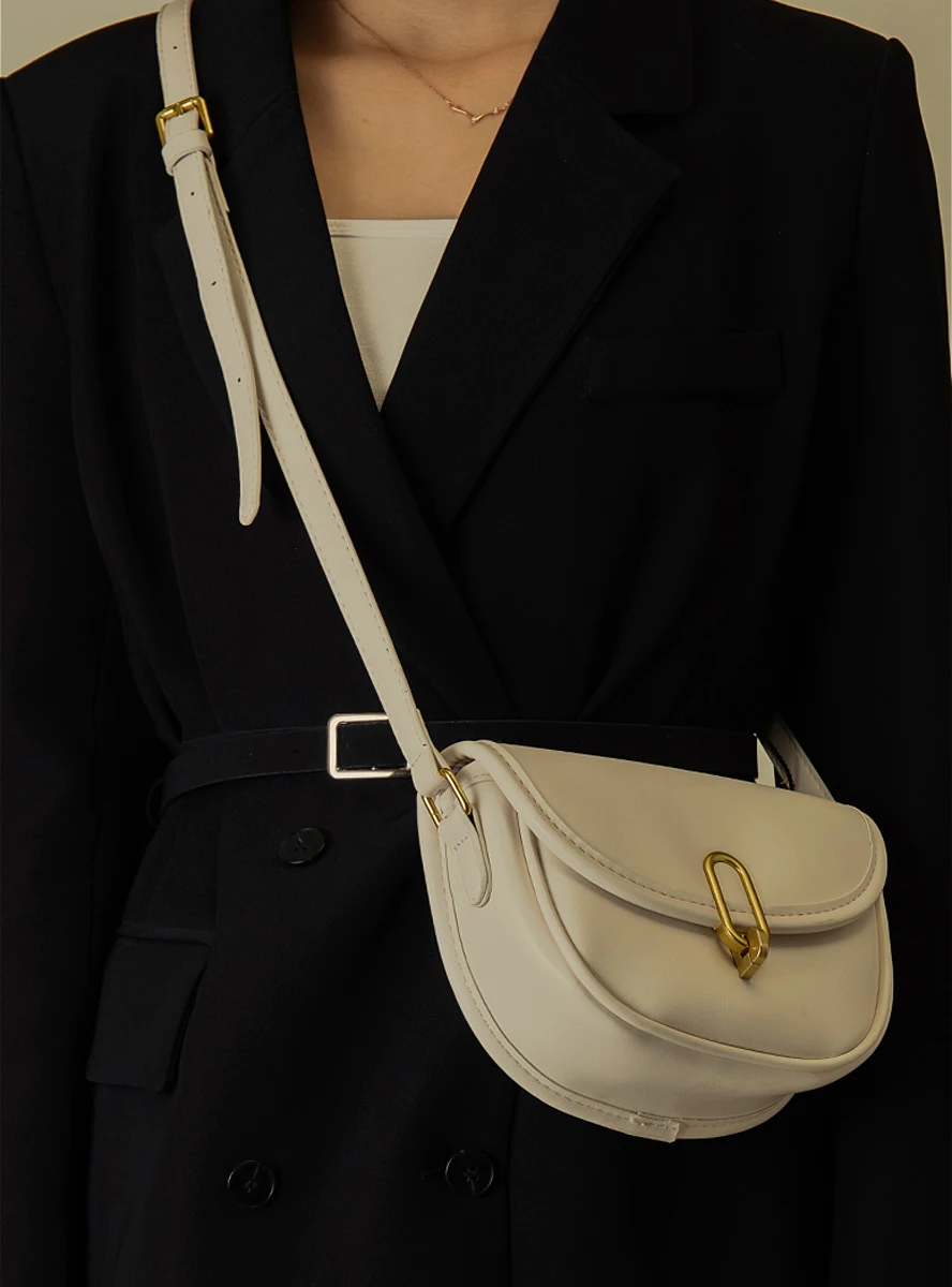 

Luxury Women Crossbody Bags Brand Design Half Round Leather Flap Messenger Purses Fashion Shoulder Bag