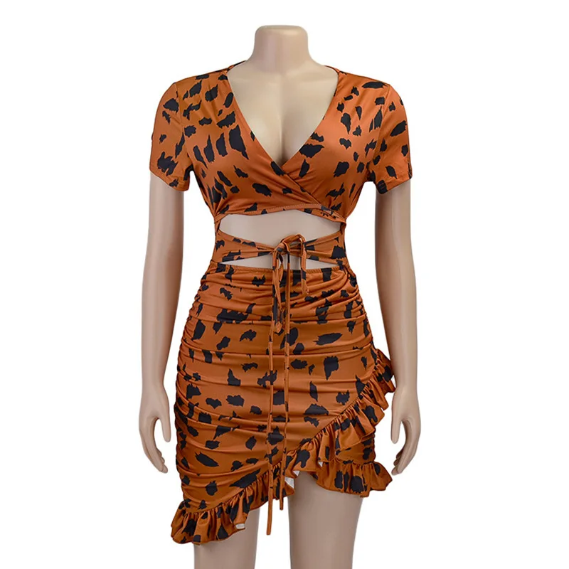 

women Dress Sexy Deep V Belt Beautiful Package Hip Irregular Dress