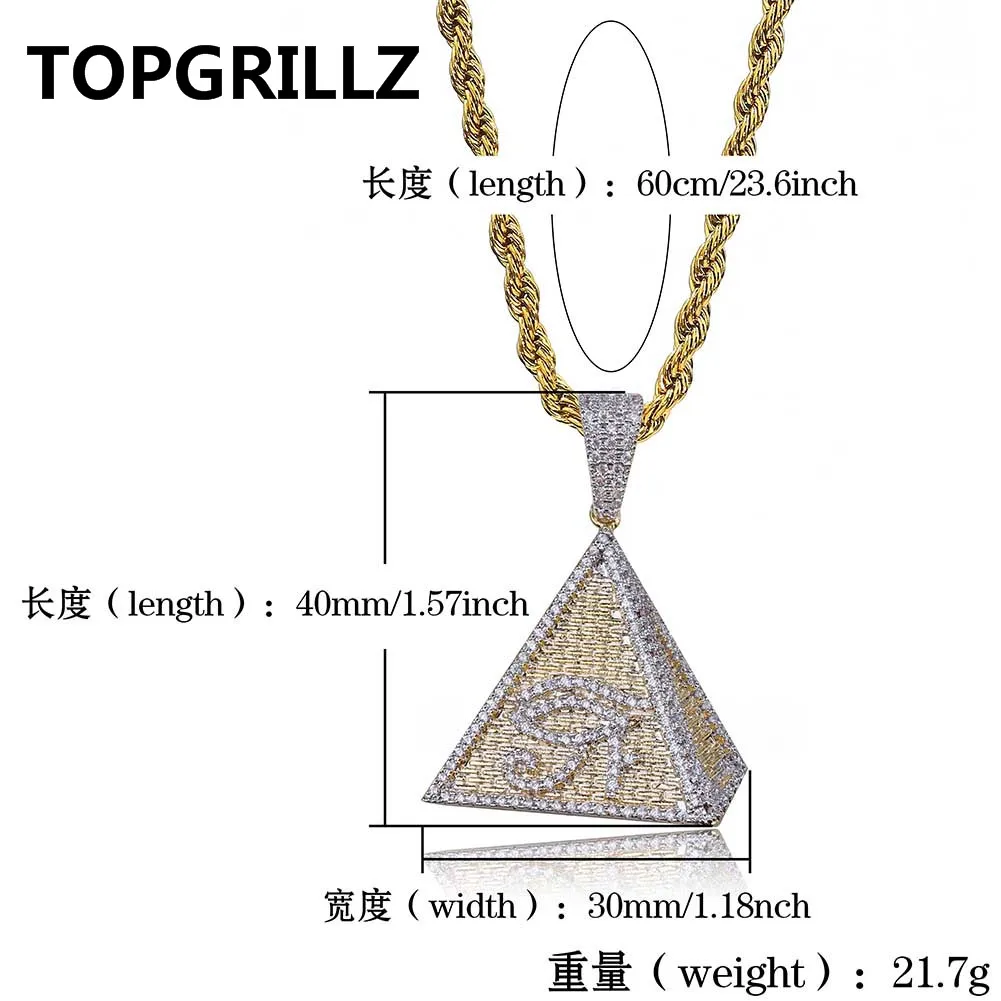 TOPGRILLZ хип-хоп позолоченный египетская Пирамида Глаз Гора кулон ожерелье со льдом набор украшений с цирконием Шарм ювелирные изделия